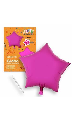 Polyamide Pink Star Balloon + Stick 49 X 46 cm