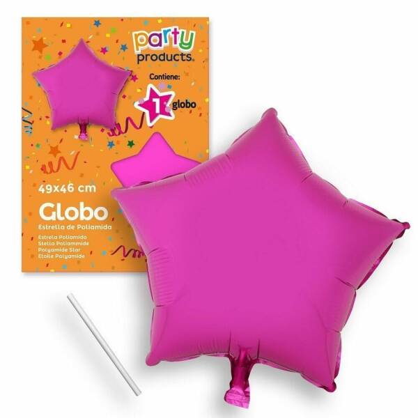 Polyamide Pink Star Balloon + Stick 49 X 46 cm