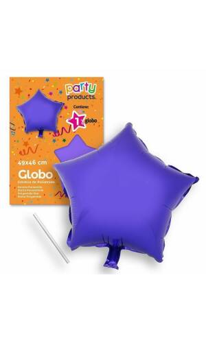 Polyamide Purple Star Balloon + Stick 49 X 46 cm