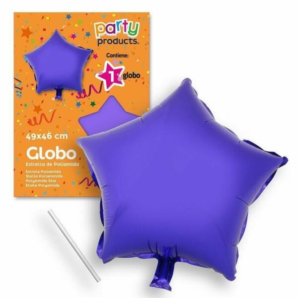 Polyamide Purple Star Balloon + Stick 49 X 46 cm