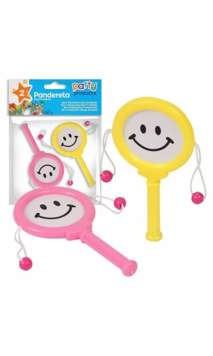 Smiley Face Tambourine - 2pk