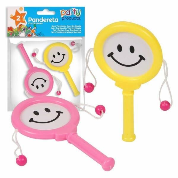 Smiley Face Tambourine - 2pk