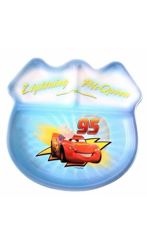 Cars Lightning Mc Queen Plastic 3 Section Plate - 19cm x 20cm
