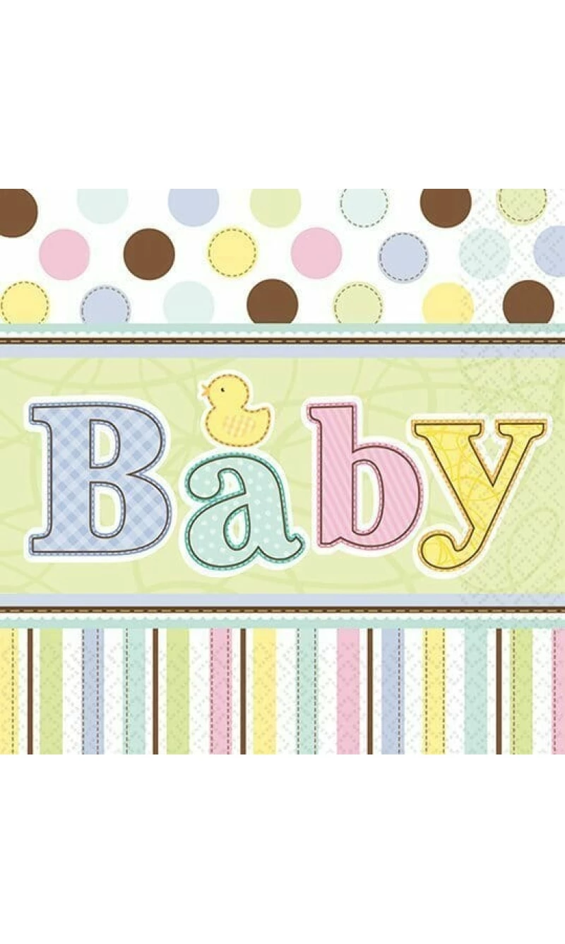 Baby Shower Tiny Bundle Napkins 32.7cm x 32.7cm - 36pk