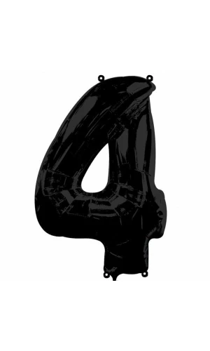 Black Number " 4 " Foil Balloon 34''