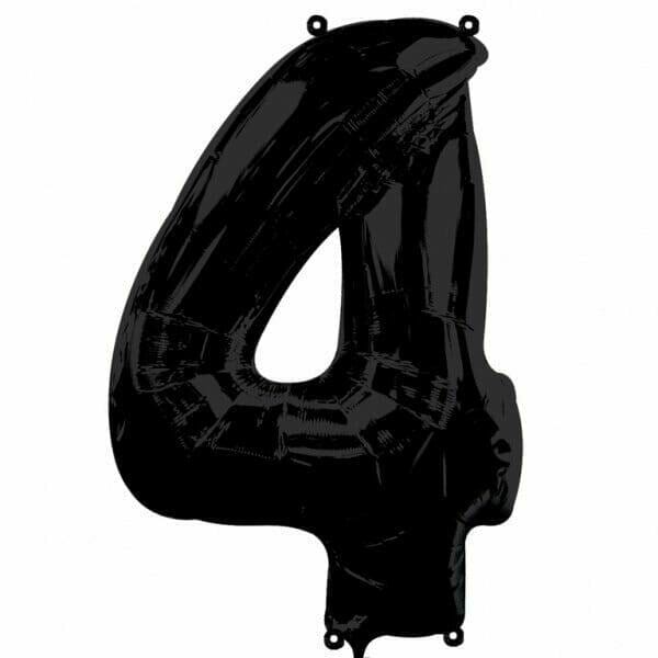Black Number " 4 " Foil Balloon 34''