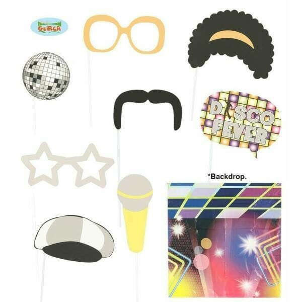 Photo Booth Props Disco Theme - 9pc