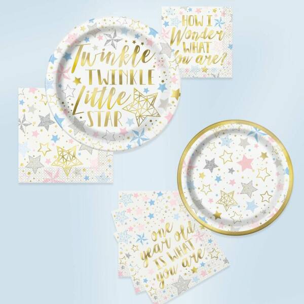 Twinkle Twinkle Little Star Round 7 Inch Dessert Plates - 8pk