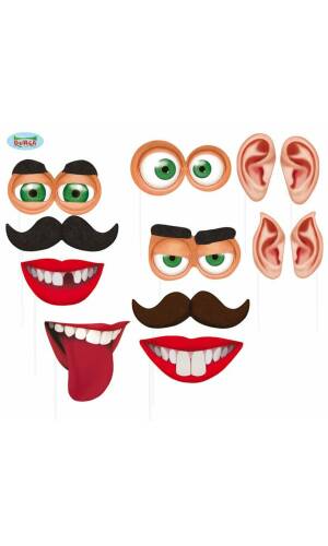 Photo Props Funny Faces - 12pk