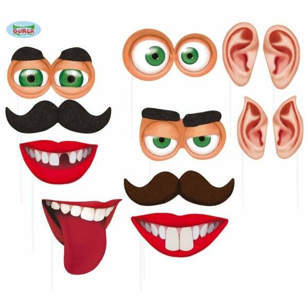 Photo Props Funny Faces - 12pk