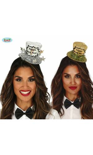 Happy New Year Assorted Silver / Gold Mini Hat - Adult One Size