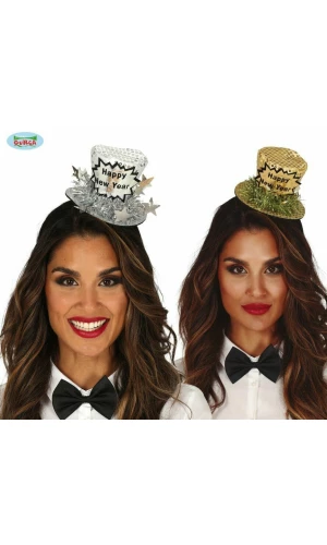 Happy New Year Assorted Silver / Gold Mini Hat - Adult One Size