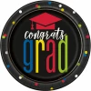 Colorful Cap Grad Round 9 Inch Dinner Plates - 8pk