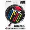 Colorful Cap Grad Round Foil Balloon 18 Inch