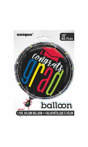 Colorful Cap Grad Round Foil Balloon 18 Inch