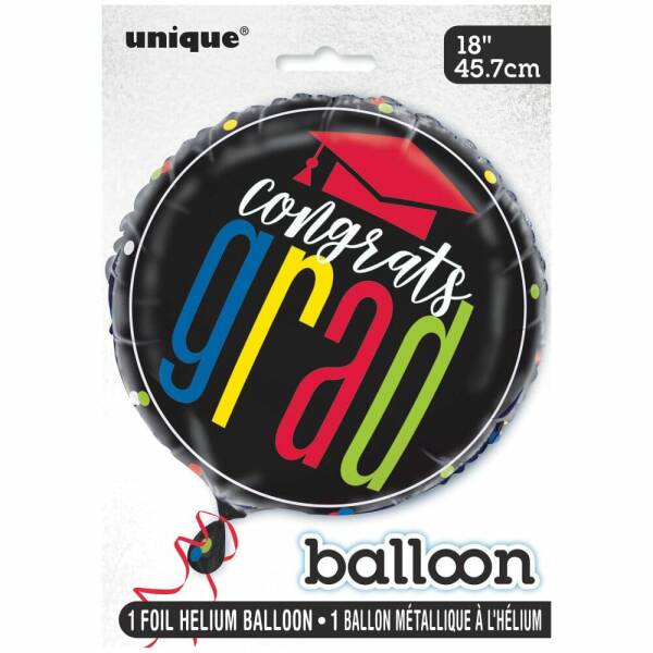 Colorful Cap Grad Round Foil Balloon 18 Inch