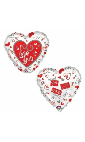 I Love You 2-Sided Design Heart Shaped Foil Balloon - 18 ''