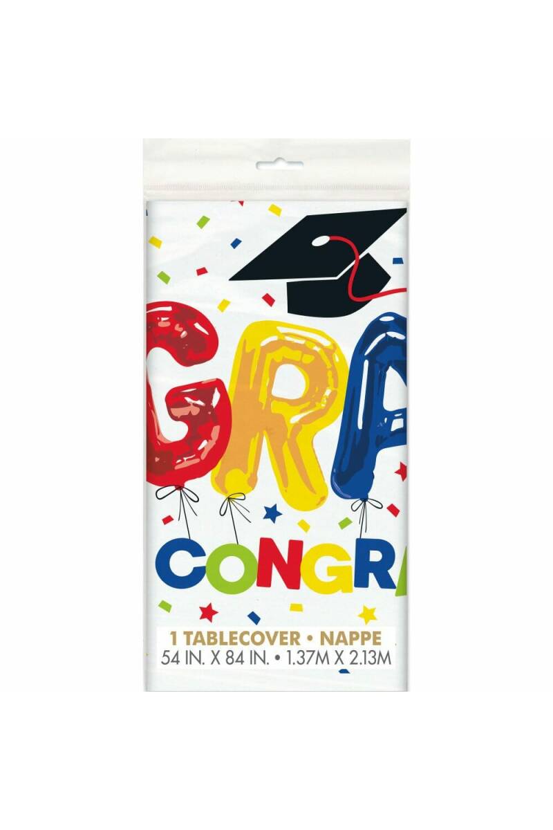 Letter Balloon Grad Repkangular Plastic Table Cover - 54 Inchx84 Inch