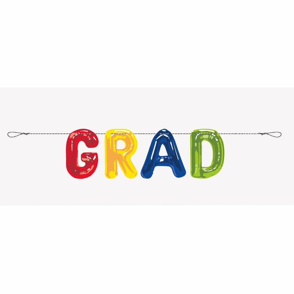 Letter Balloon Grad Paper Letter Banner - 6 ft - 2pc