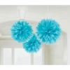 Turquoise Paper Fluffy Decorations 40.64cm - 3pk