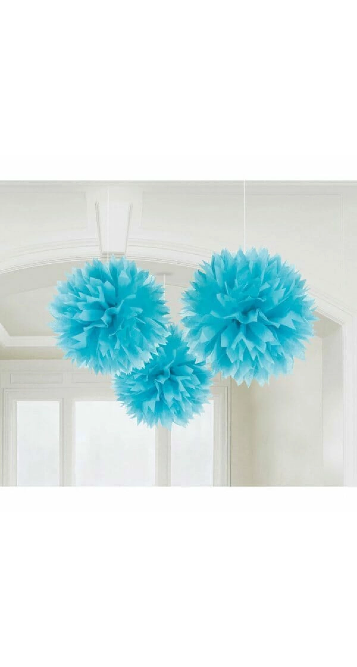 Turquoise Paper Fluffy Decorations 40.64cm - 3pk