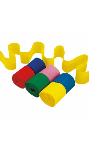 Crepe Streamers Assorted Colours (5cm x 1m) - 6pk