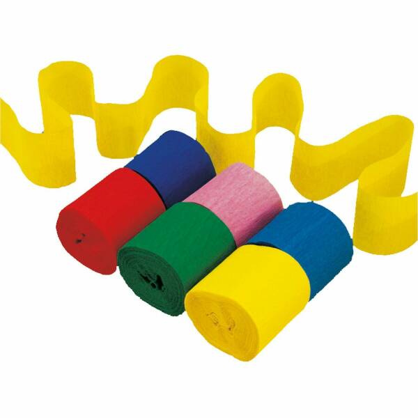 Crepe Streamers Assorted Colours (5cm x 1m) - 6pk