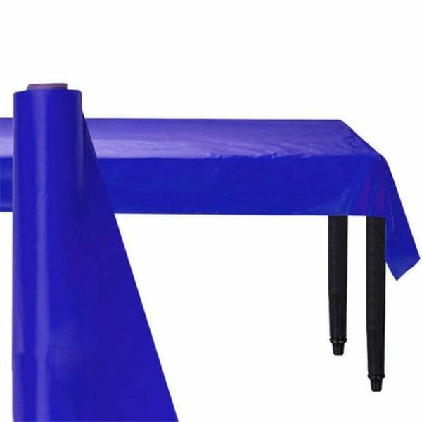 Bright Royal Blue Plastic Tablecover Banqueting Roll - 30mt