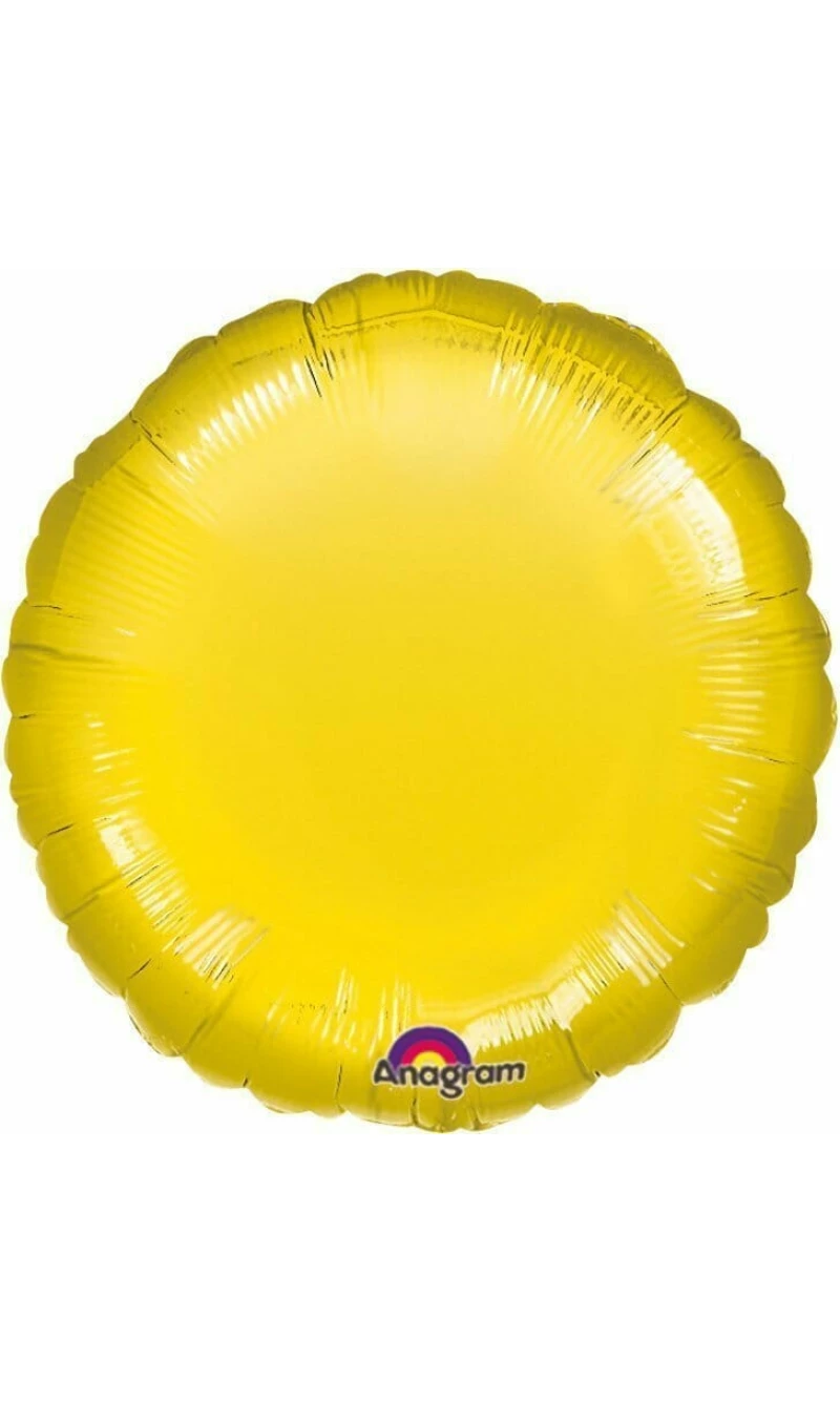 Metallic Yellow Round Foil Balloon 18"
