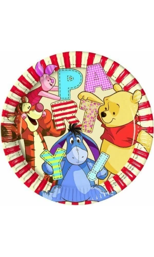 Winnie Alphabet Paper Plates Large 23cm  - 8pk