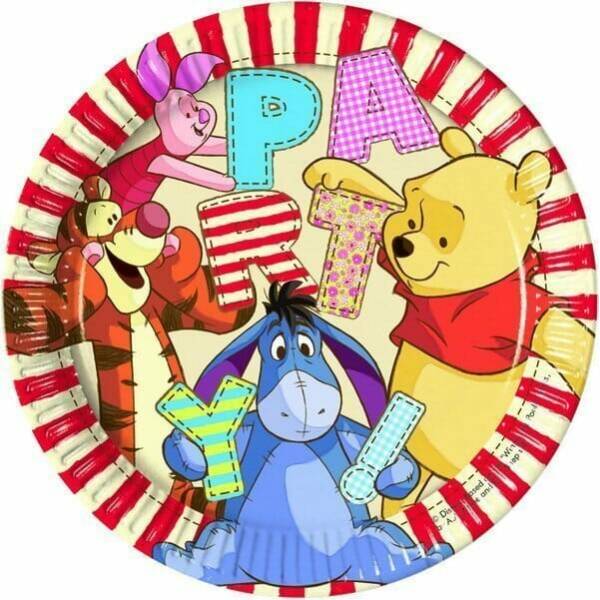 Winnie Alphabet Paper Plates Large 23cm  - 8pk