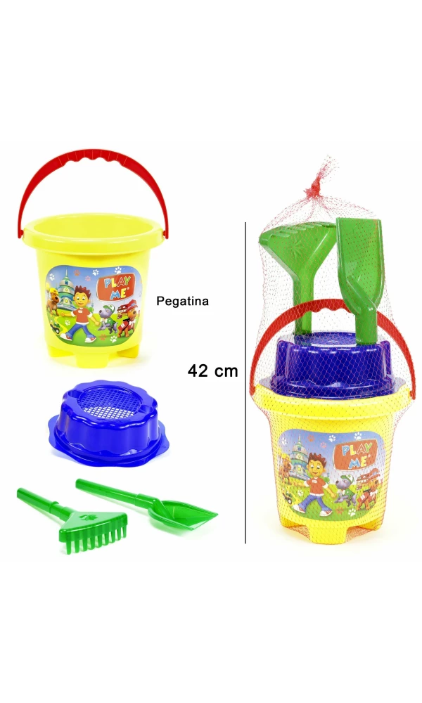 Sand Bucket 20cm with Shovel & Rake 42cm (Online Only)