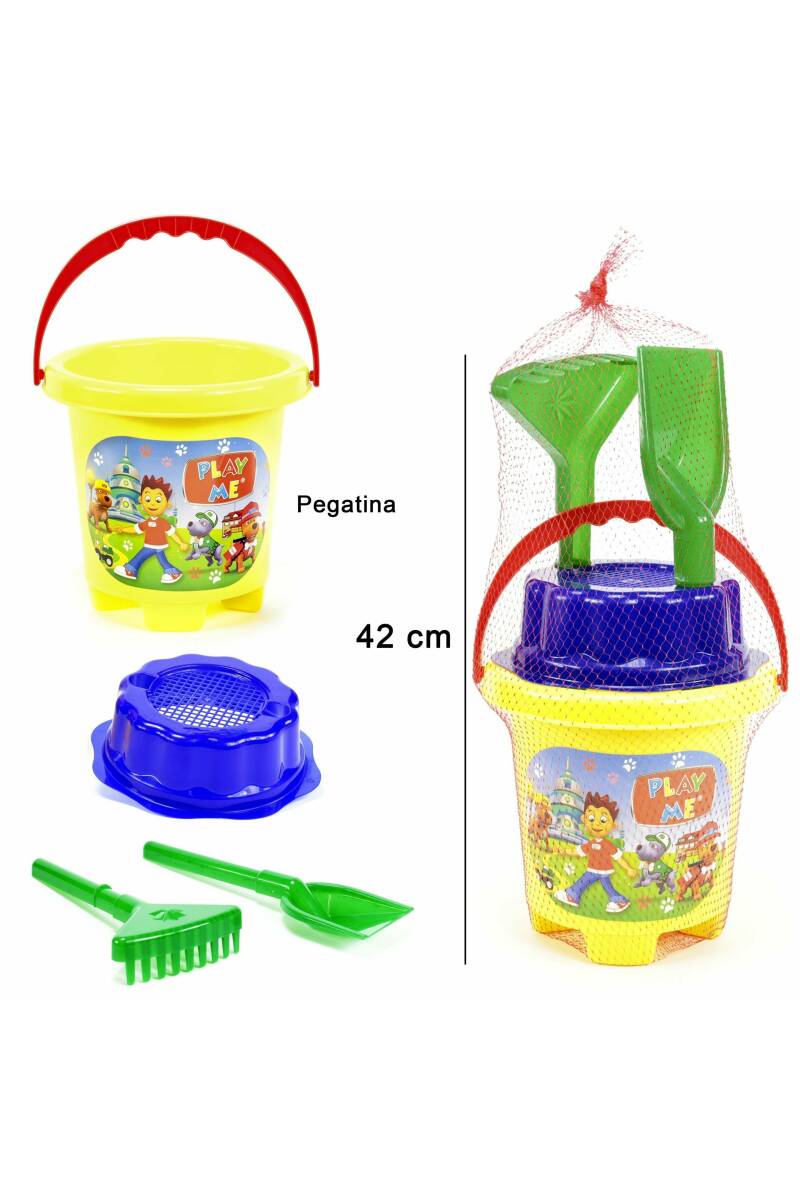 Sand Bucket 20cm with Shovel & Rake 42cm (Online Only)