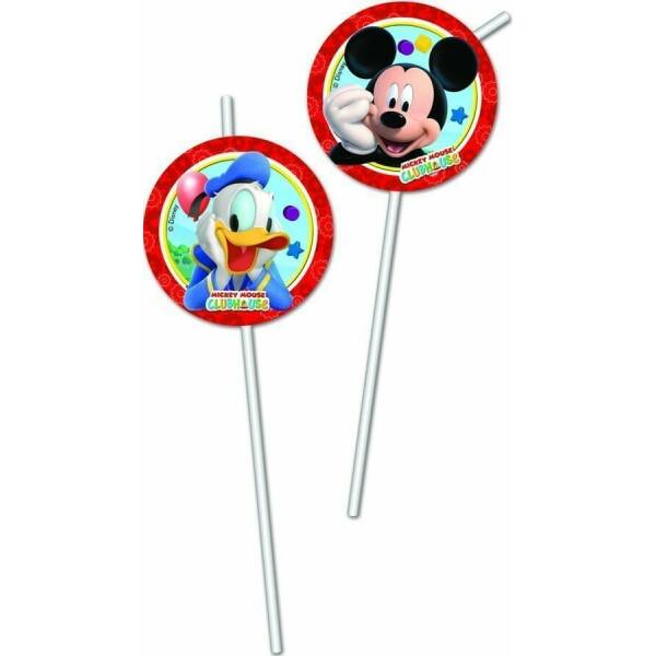 Playful Mickey Medallion Flexi Drinking Straws  - 6pk