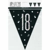 Birthday Black Glitz Number 18 Flag Banner - 9 ft