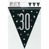 Glitz Black & Silver Prismatic Plastic Flag Banner 30 - 9 Feet
