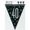 Glitz Black & Silver Prismatic Plastic Flag Banner 40 - 9 Feet