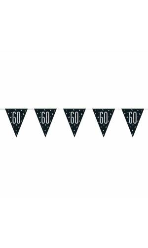 Glitz Black & Silver Prismatic Plastic Flag Banner 60 - 9 Feet