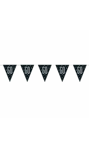 Glitz Black & Silver Prismatic Plastic Flag Banner 60 - 9 Feet