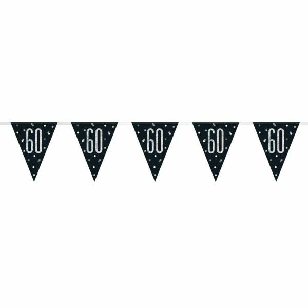 Glitz Black & Silver Prismatic Plastic Flag Banner 60 - 9 Feet