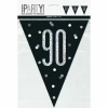 Glitz Black & Silver Prismatic Plastic Flag Banner 90 - 9 Feet
