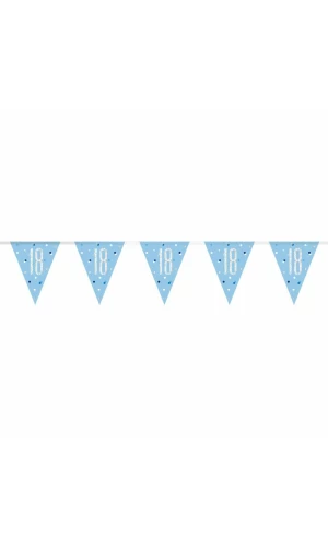Birthday Blue Glitz Number 18 Flag Banner - 9 ft