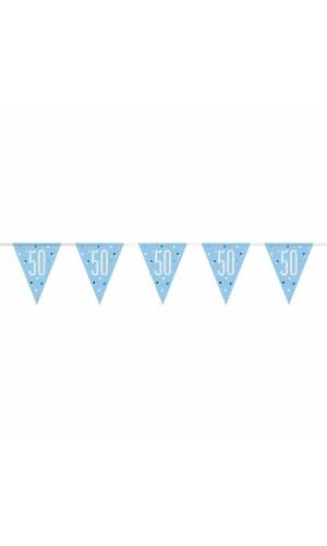 Glitz Blue & Silver Prismatic Plastic Flag Banner 50 - 9 Feet