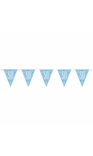 Glitz Blue & Silver Prismatic Plastic Flag Banner 50 - 9 Feet