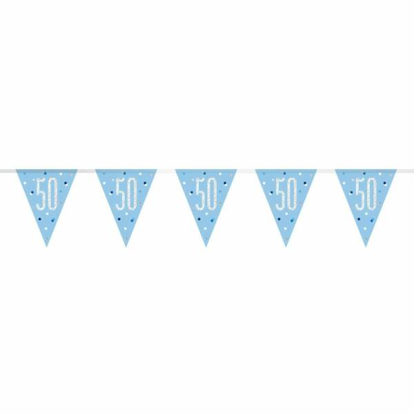 Glitz Blue & Silver Prismatic Plastic Flag Banner 50 - 9 Feet