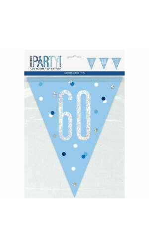 Glitz Blue & Silver Prismatic Plastic Flag Banner 60 - 9 Feet