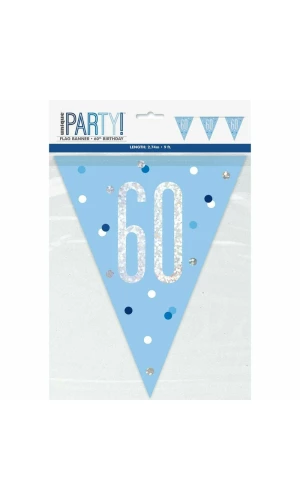 Glitz Blue & Silver Prismatic Plastic Flag Banner 60 - 9 Feet