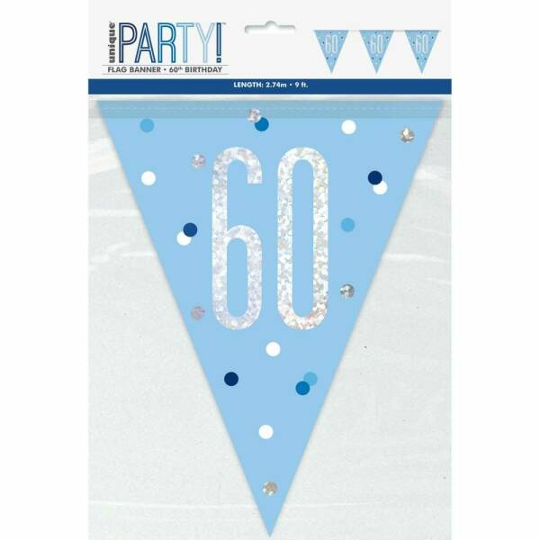 Glitz Blue & Silver Prismatic Plastic Flag Banner 60 - 9 Feet