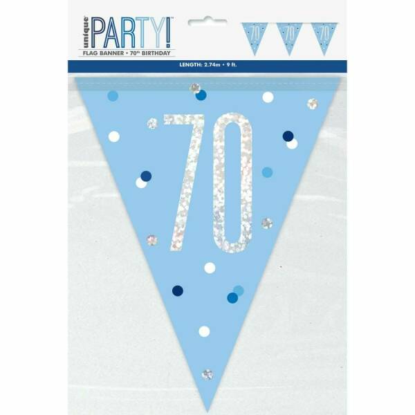 Glitz Blue & Silver Prismatic Plastic Flag Banner 70 - 9 Feet