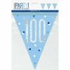 Birthday Blue Glitz Number 100 Flag Banner - 9 ft
